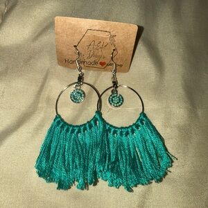 Teal Fringe Earrings NEW